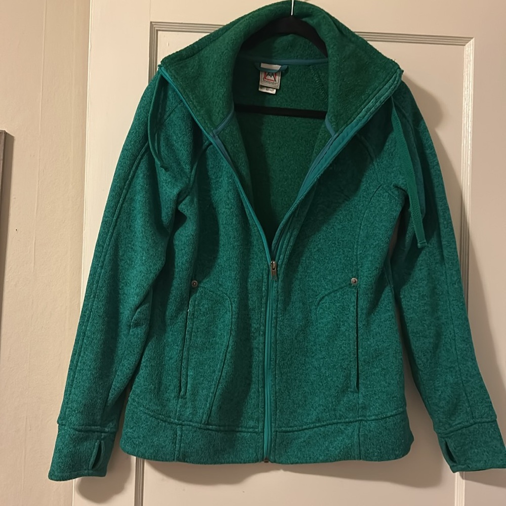 Green Full-Zip Jacket with thumb holes ~ great ski layer - Picture 2 of 5
